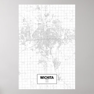 Wichita, Kansas (Schwarzes auf Weiß) Poster