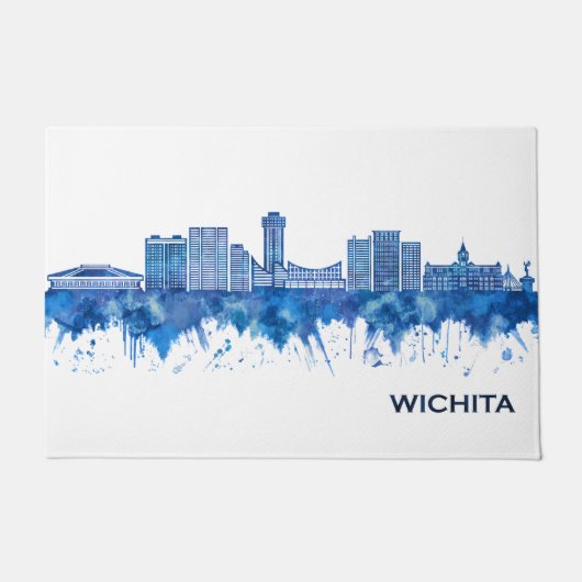 Wichita Kansas Skyline Blue Fußmatte (Vorderseite)