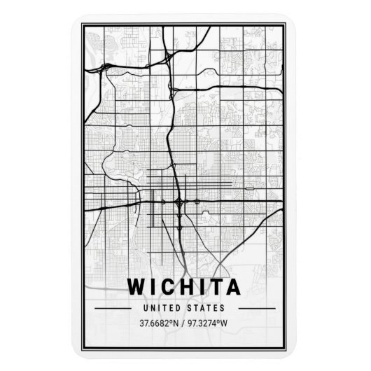 Wichita Kansas USA Travel City Map Magnet (Vertikal)