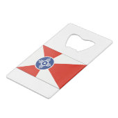Wichita KS ICT Flag Kreditkarten Flaschenöffner (Rückseite Schrägansicht)