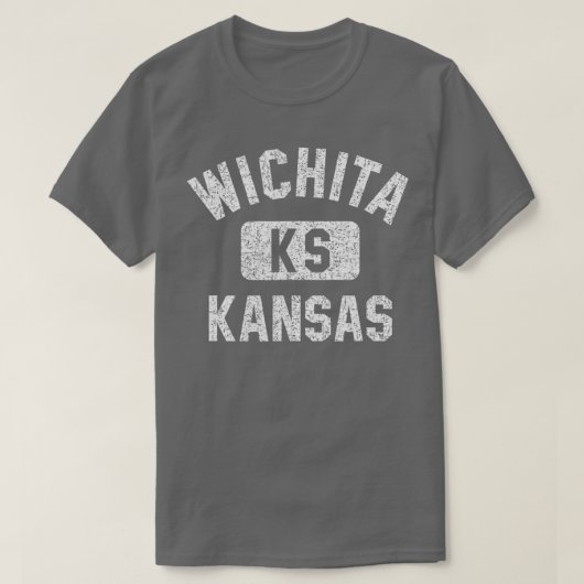 Wichita KS Kansas Gym Style Bedressene White Print T-Shirt (Design vorne)
