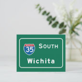 Wichita, KS Road Sign Postkarte (Stehend Vorderseite)