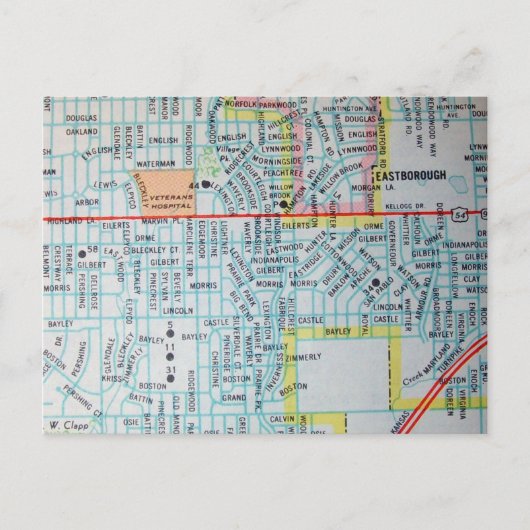 Wichita, KS Vintag Map Postkarte (Vorderseite)