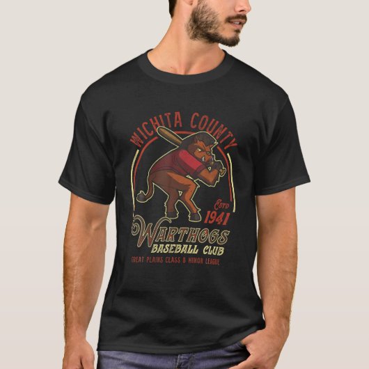 Wichita Landkreis Warthogs Retro Minor League Base T-Shirt (Vorderseite)