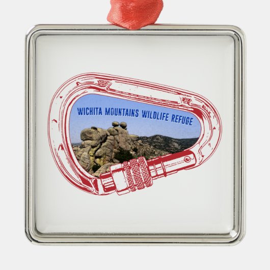 Wichita Mountains Climbing Carabiner Ornament Aus Metall (Vorne)