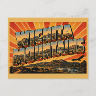 Wichita Mountains OK Granit Prairie Lake Kunst Postkarte