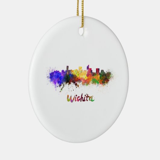 Wichita Skyline in Aquarellfarbe Keramikornament (Rechts)