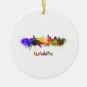 Wichita Skyline in Aquarellfarbe Keramikornament (Vorne)