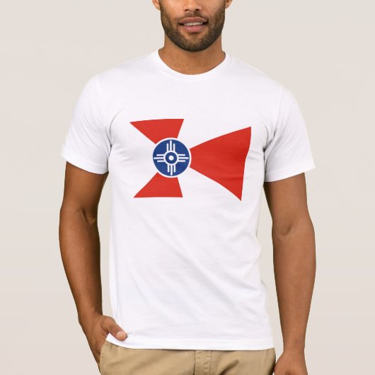 Wichita-Stadtflagge Kansas-Staat Amerika-Land T-Shirt (Vorderseite)