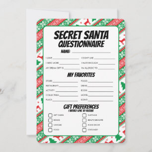 Wichtel-Geschenkfragebogen Feiertagskarte
