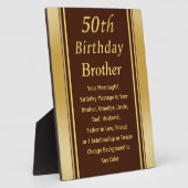 Wichtig, 50. Geburtstag Gegenwart für Bruder oder Fotoplatte (Seite)