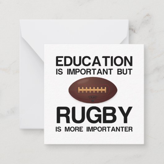 WICHTIGE Bildung FÜR RUGBY Mitteilungskarte (Vorderseite)