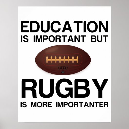 WICHTIGE Bildung FÜR RUGBY Poster (Vorne)