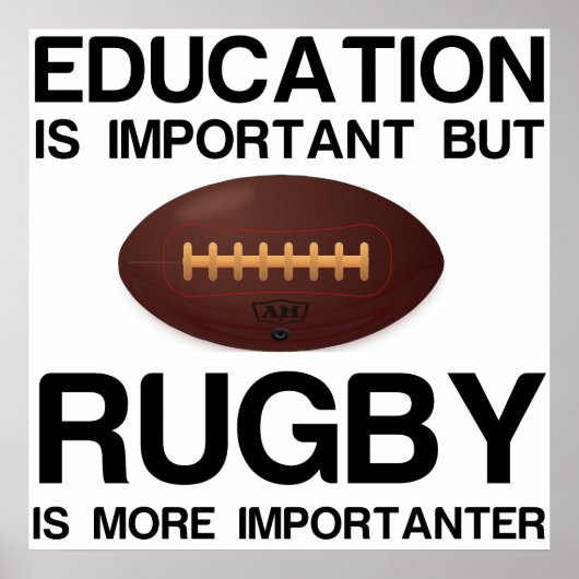 WICHTIGE Bildung FÜR RUGBY Poster (Vorne)