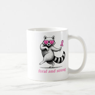 Wichtige Brustkrebs-Bewusstsein Raccoon Feral A Kaffeetasse