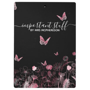 Wichtige Dinge Blume mit Schmetterlingen Cli Klemmbrett