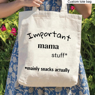Wichtige Mama-Sachen, hauptsächlich Snacks, wirkli Tragetasche