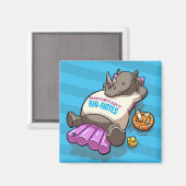 Wichtige Rhi-Noten Funny Relaxed Rhino Cartoon Magnet (Vorderseite/Rückseite)