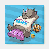 Wichtige Rhi-Noten Funny Relaxed Rhino Cartoon Magnet (Vorne)