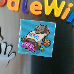 Wichtige Rhi-Noten Funny Relaxed Rhino Cartoon Magnet