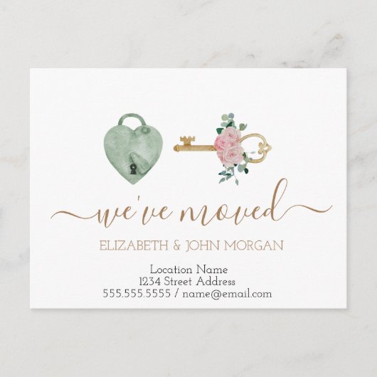 Wichtige Rose Neue Adresse Herzstück Ankündigungspostkarte (Vorderseite)