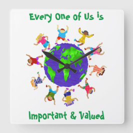 Wichtige und wertvolle Kinder Quadratische Wanduhr