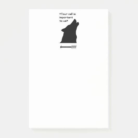 Wichtiger Call Funny Wolf Customer Service Cartoon Post-it Klebezettel (Vorderseite)