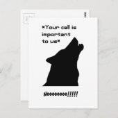 Wichtiger Call Funny Wolf Customer Service Cartoon Postkarte (Vorne/Hinten)