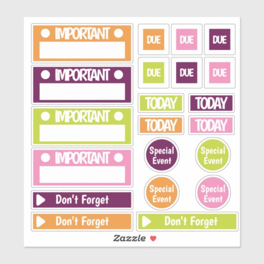 Wichtiger Erinnerung-Planer Aufkleber (Blatt)