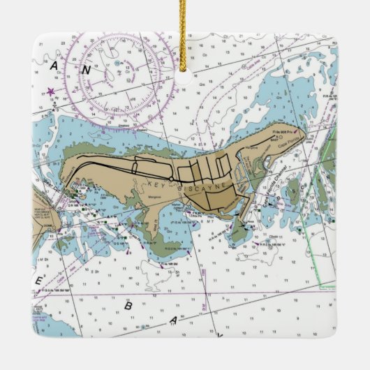Wichtiges Biscayne Florida-Diagramm Keramikornament (Rückseite)