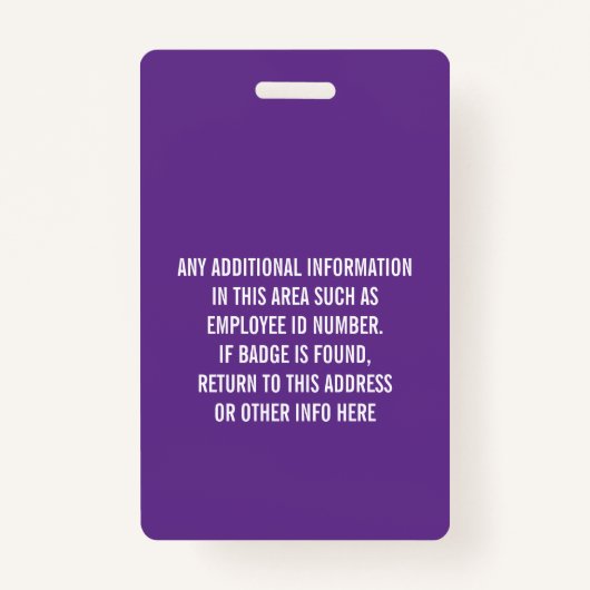 Wichtiges Foto der Mitarbeiter-ID, Bar-Code, Logo, Ausweis (Rückseite)