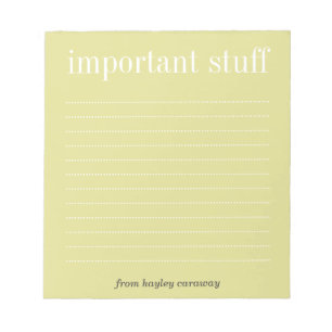 Wichtiges gezeichnete Notizauflage des Materials Notizblock