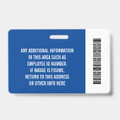 Wichtiges Mitarbeiter-ID-Foto, Bar-Code, Logo, Pro Ausweis (Rückseite)