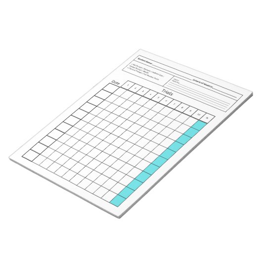 Wichtiges SpEd-Tool: Leeres Datenblatt (Tests) Notizblock (angewinkelt)