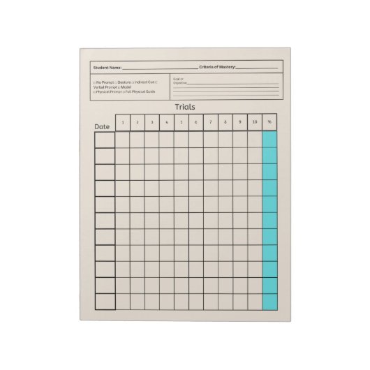 Wichtiges SpEd-Tool: Leeres Datenblatt (Tests) Notizblock (Rotiert)