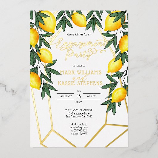 Wichtigste Squeeeeze Lemons Italienische Engagemen Folieneinladung (Vorderseite)