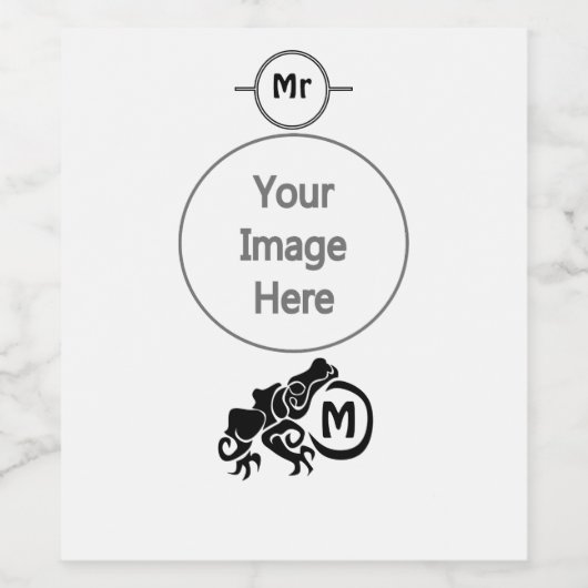 Wick Tribal Frog Monogram Weinetikett (Einzelnes Label)