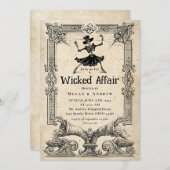 Wicked Affair Halloween Vintag Gothic Skull Einladung (Vorne/Hinten)