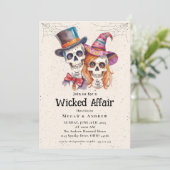 Wicked Affair Halloween Vintag Gothic Skull Invit Einladung (Stehend Vorderseite)