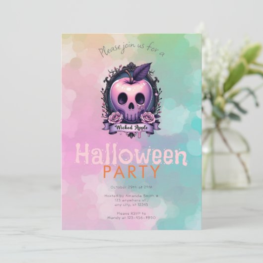 Wicked Apple Giison Creepy Halloween-Party Einladung (Stehend Vorderseite)