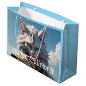 Wicked Blue Mit Augen Cat Große Geschenktüte (Vorderseite Schrägansicht)