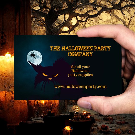 Wicked Cat Halloween-Party Business Card Visitenkarte