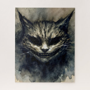 Wicked Cat Lächeln Wasserfarben Artwork Puzzle