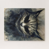 Wicked Cat Lächeln Wasserfarben Artwork Puzzle (Horizontal)