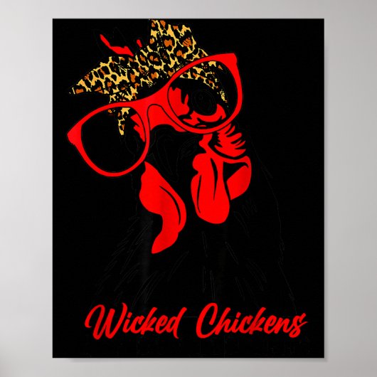 Wicked Chickens Lay Deviled Egg Funny Rooster Chic Poster (Vorne)