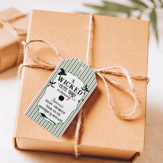 Wicked Cute Baby is Brewing Halloween Baby Shower Geschenkanhänger
