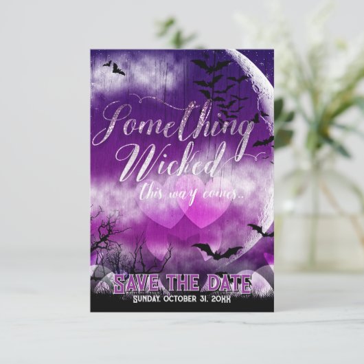 Wicked Fun Halloween Liebe Moon Save the Date (Stehend Vorderseite)