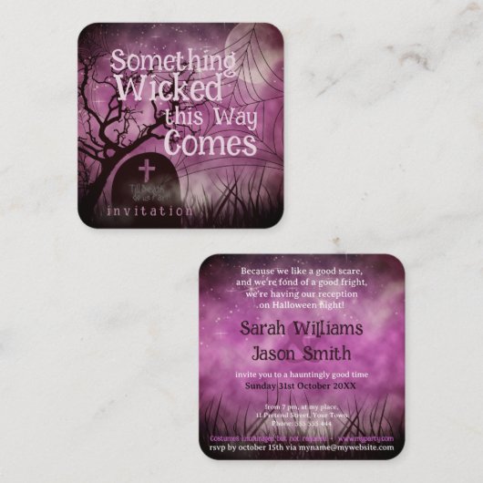 Wicked Fun Halloween Wedding Mini Cards Quadratische Visitenkarte (Vorne/Hinten)