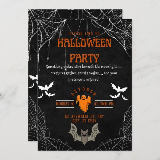 Wicked Ghost Halloween-Party Einladung (Vorne/Hinten)