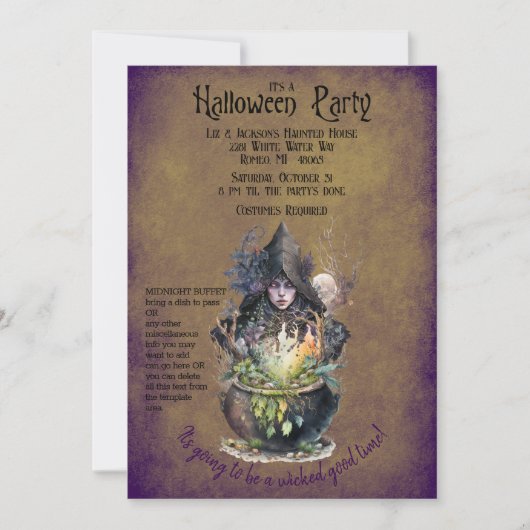 Wicked Good Hexe Halloween-Party Einladung (Vorderseite)